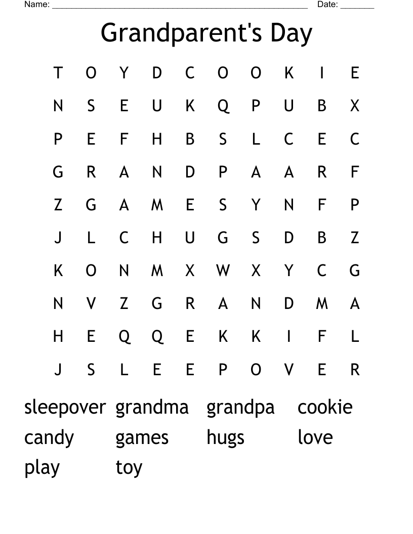 Grandparent's Day Word Search