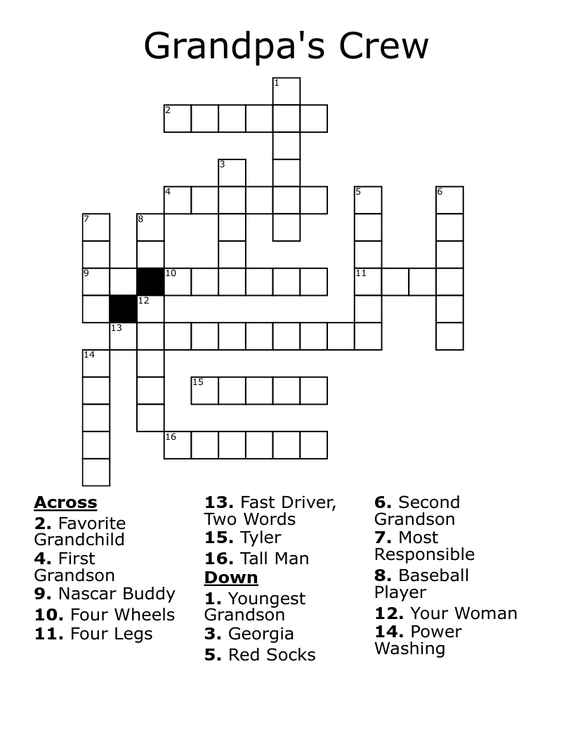 Grandpa's Crew Crossword