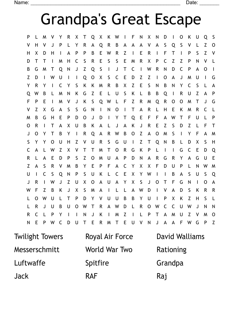 Grandpa's Great Escape Word Search