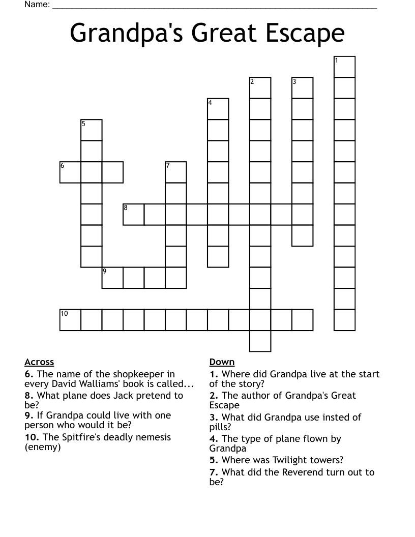 Grandpa's Great Escape Crossword