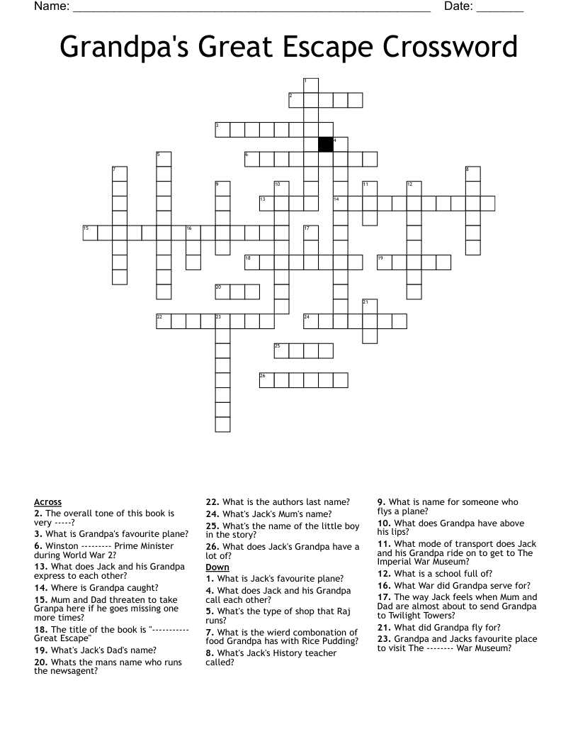 Grandpa's Great Escape Crossword