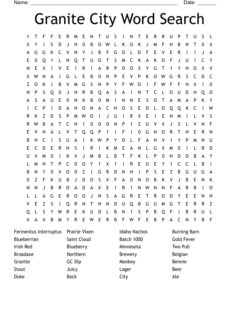 Granite City Word Search