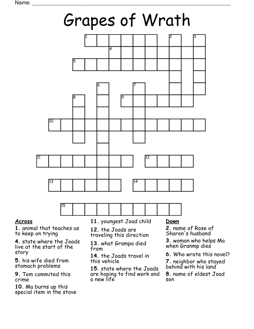 Grapes of Wrath Crossword