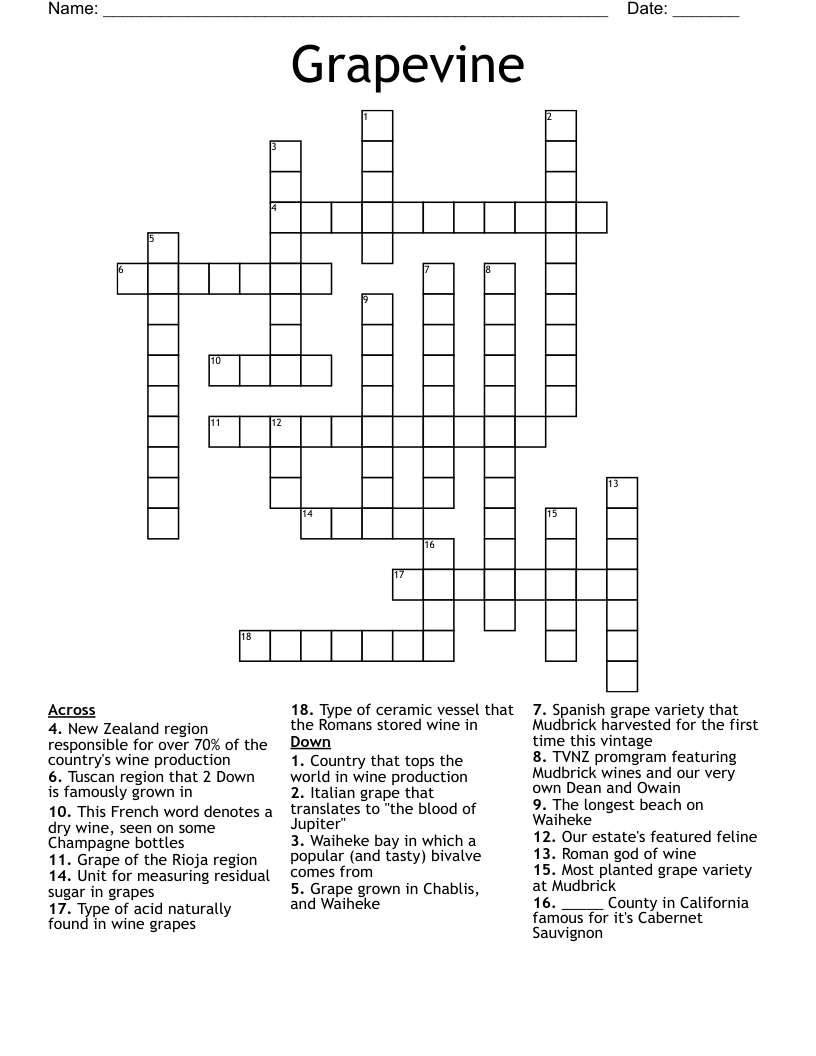Grapevine Crossword