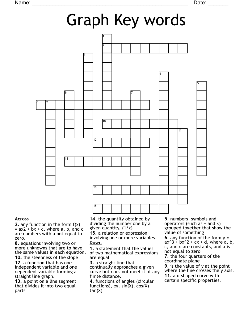 Graph Key words Crossword