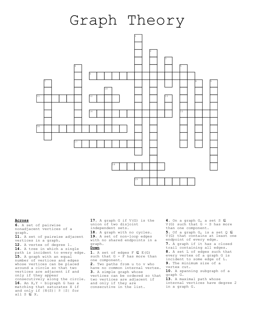 Graph Theory Crossword