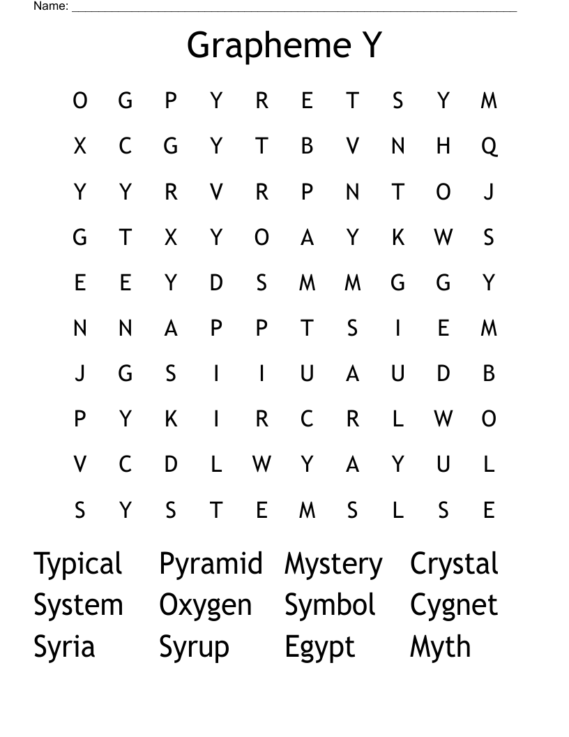Grapheme Y Word Search
