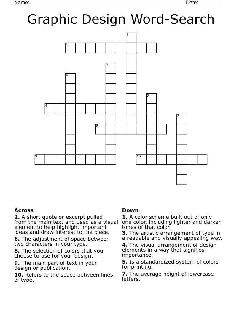 Graphic Design Word-Search  Crossword