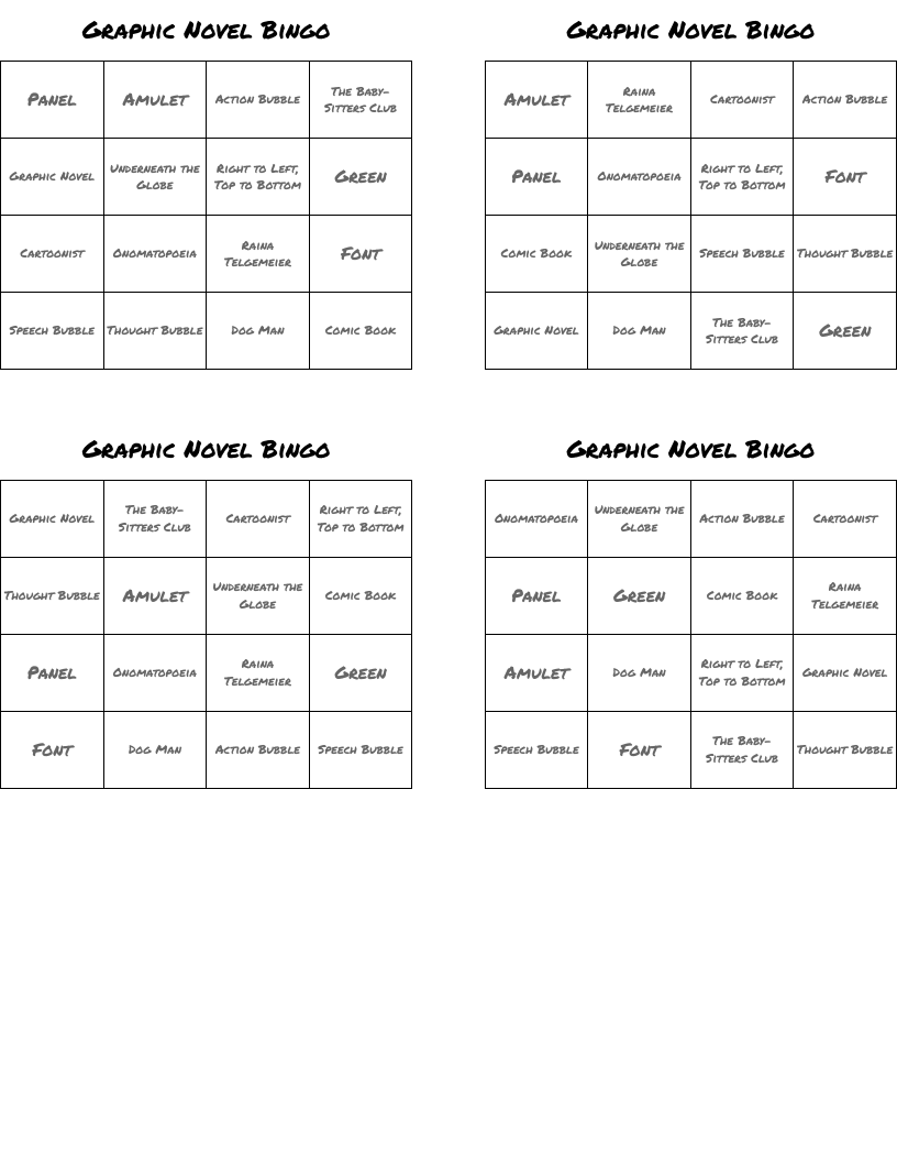 Graphic Novel Bingo