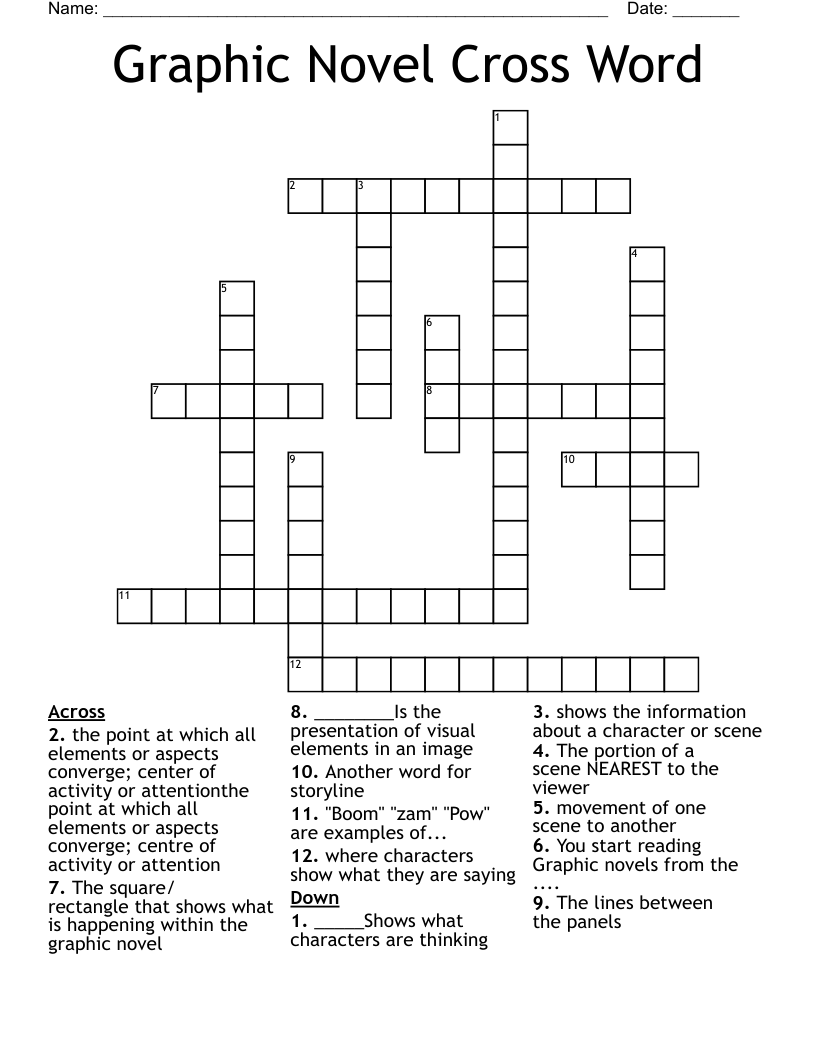 Graphic Novel Cross Word 