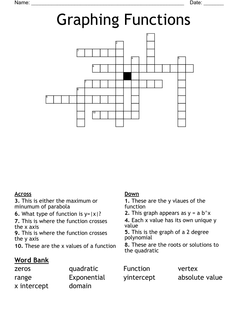 Graphing Functions Crossword