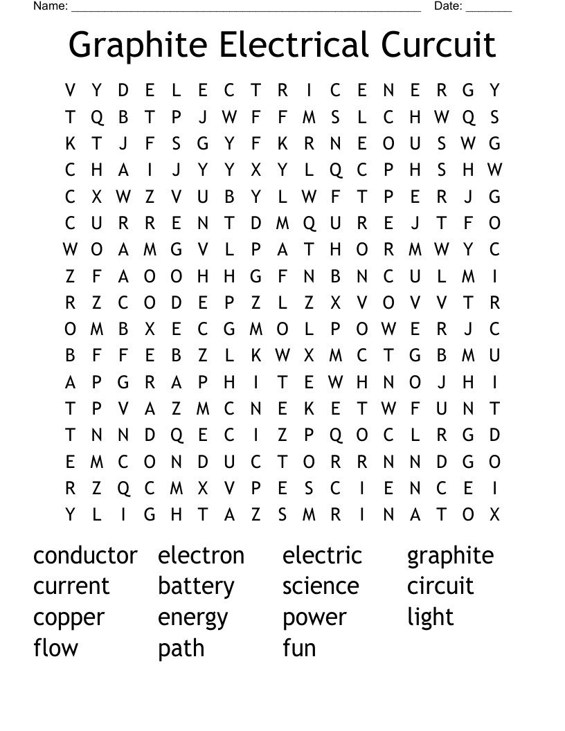 Graphite Electrical Curcuit Word Search