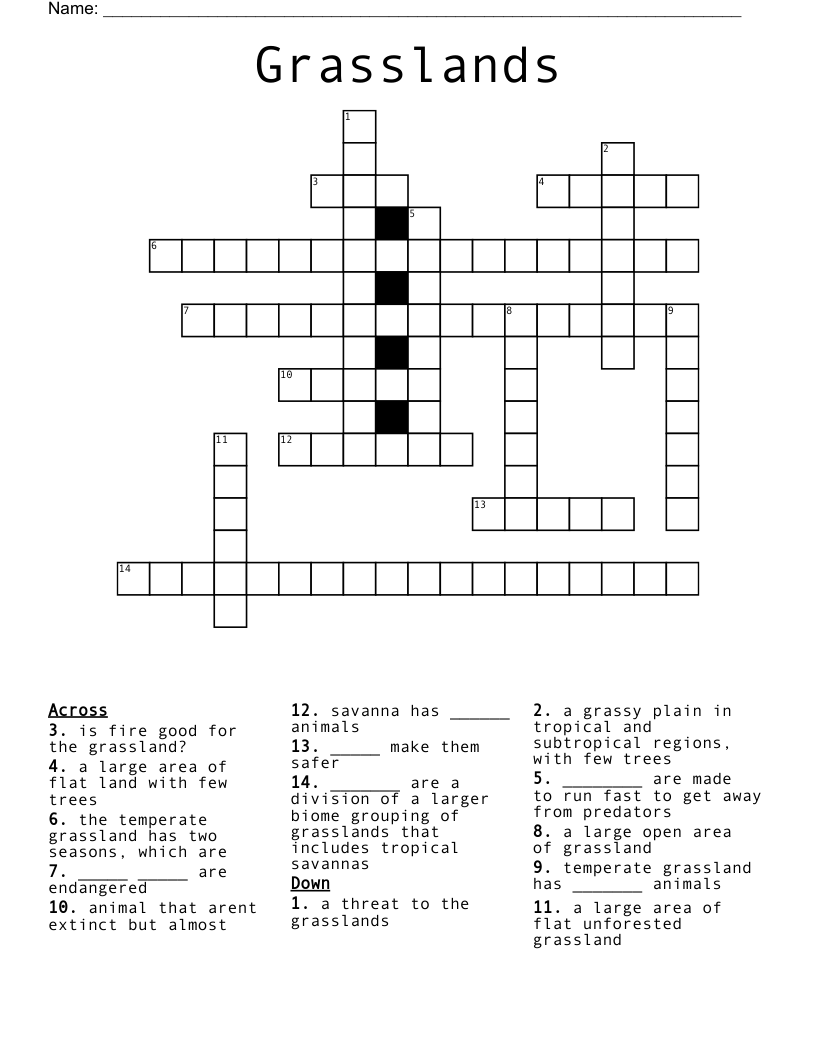 Grasslands Crossword