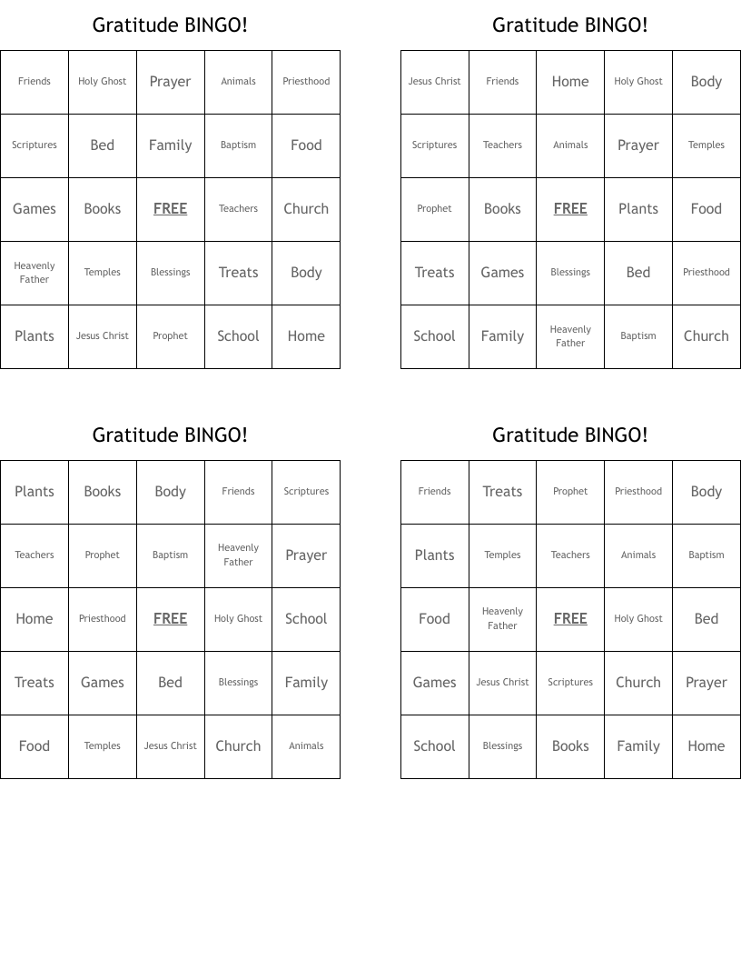 Gratitude BINGO!