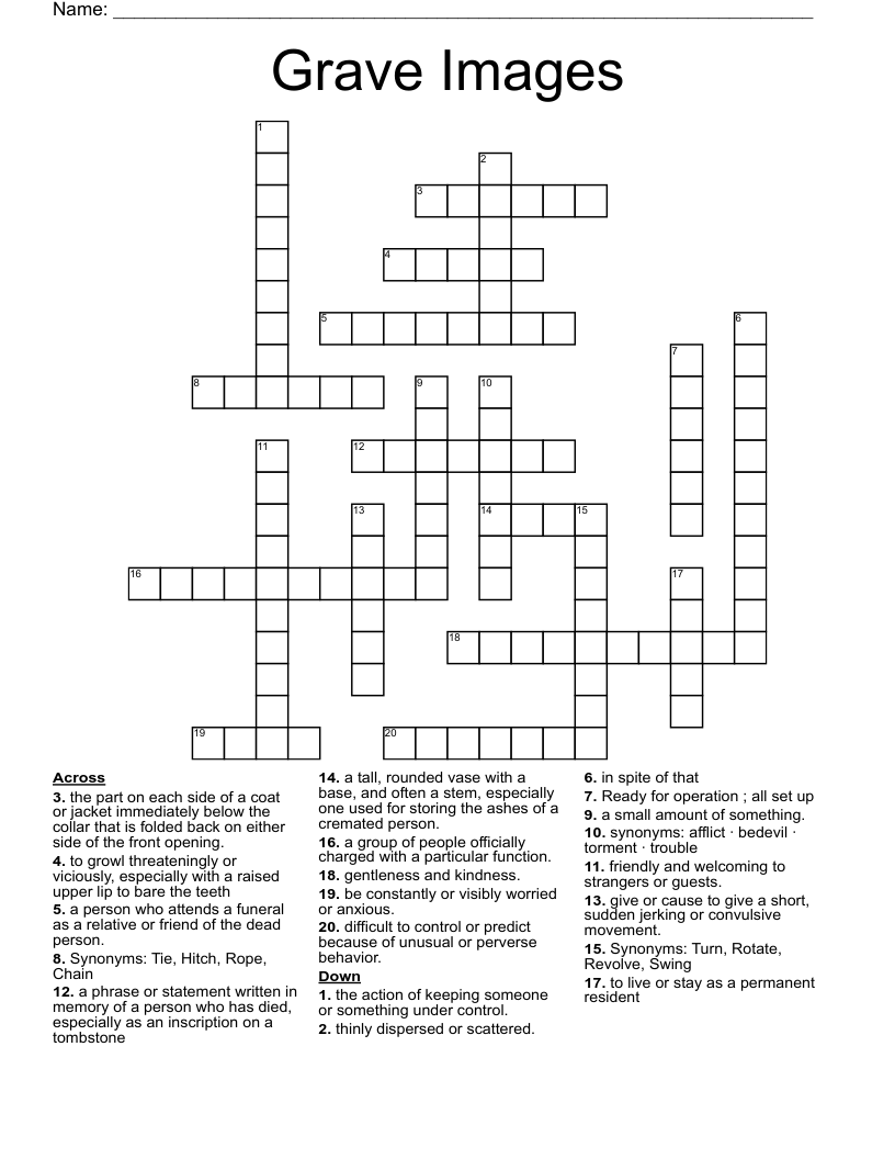 Grave Images Crossword