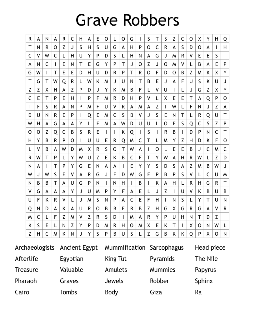 Grave Robbers Word Search