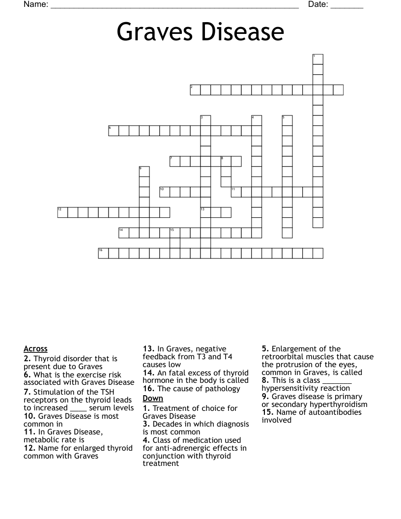 Graves Disease Crossword