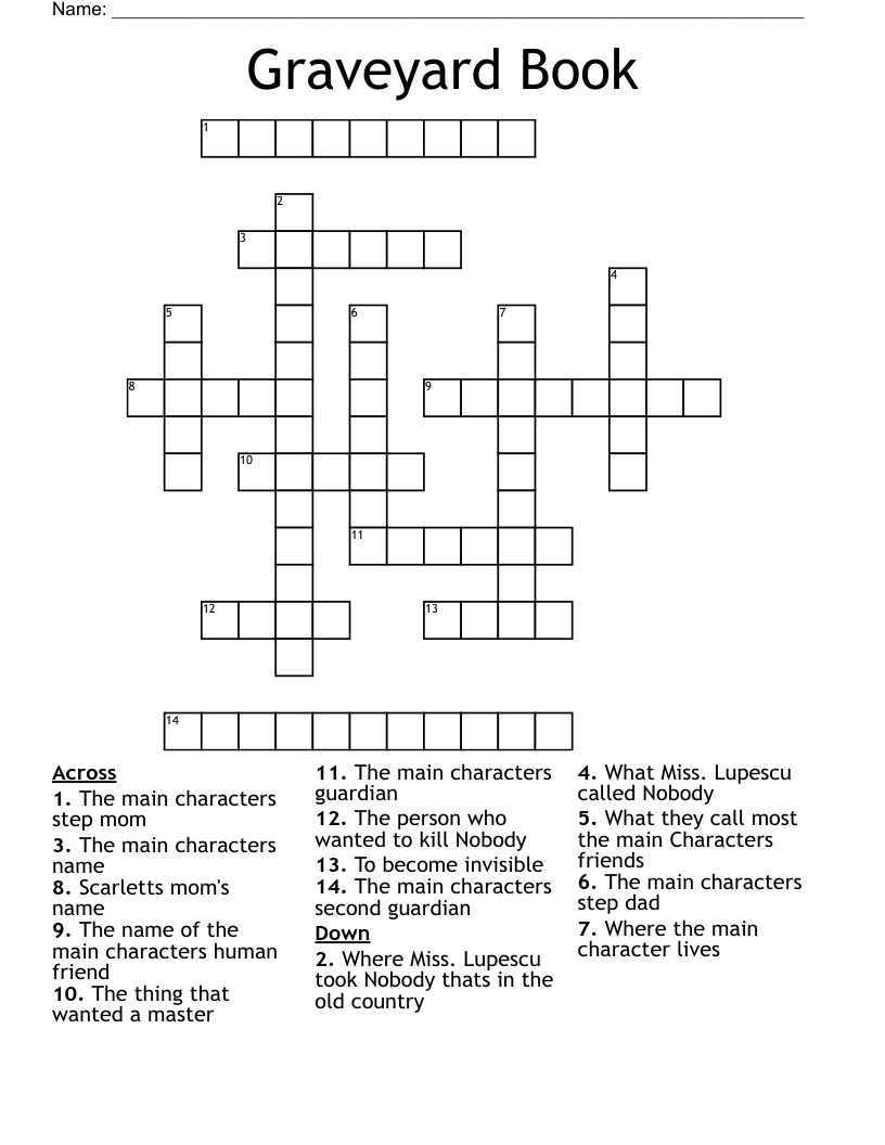 Graveyard Book  Crossword