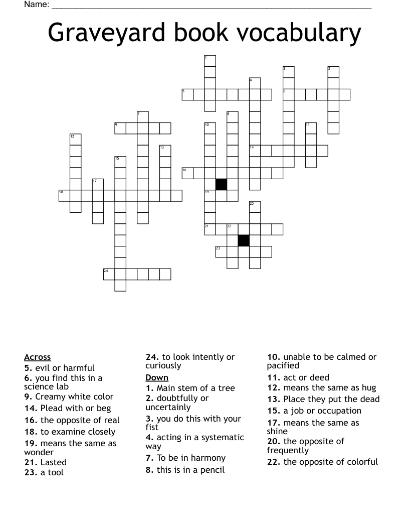 Graveyard book vocabulary Crossword