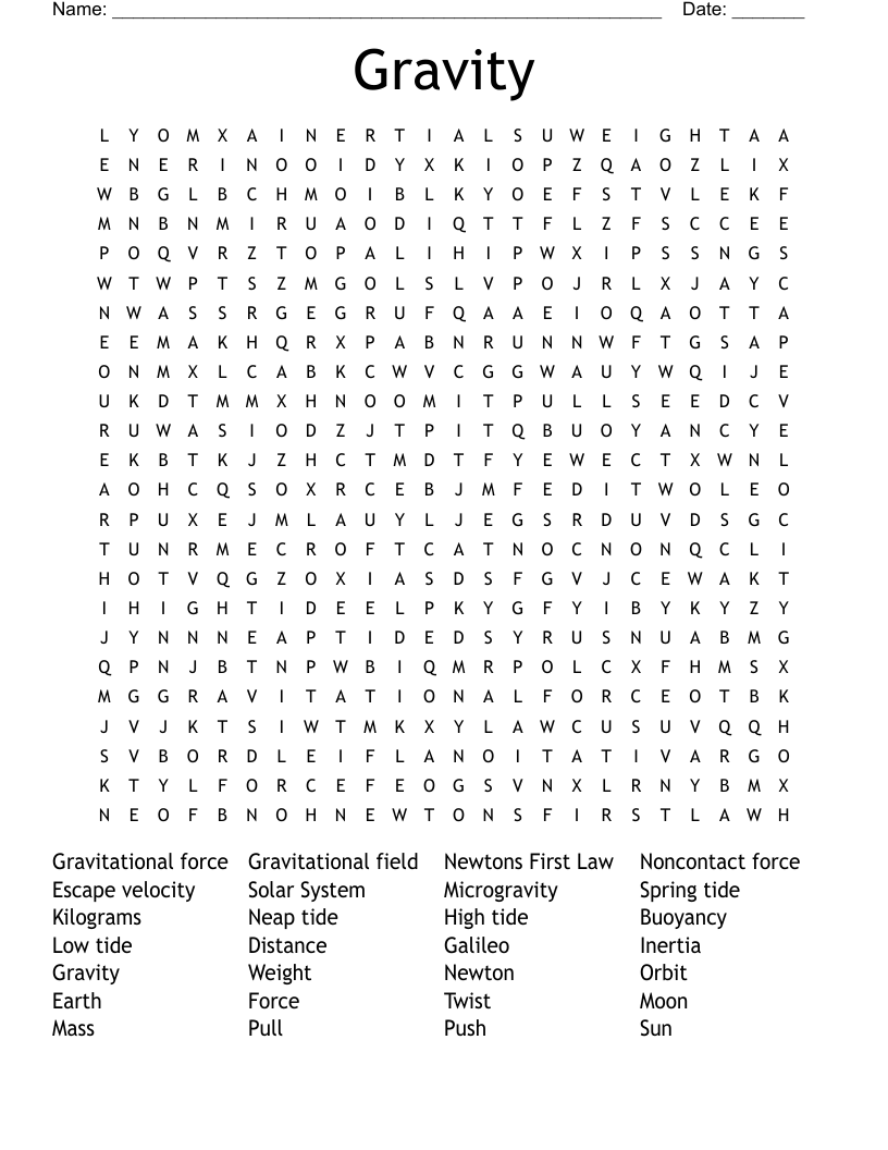 Gravity Word Search