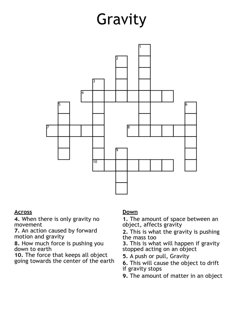 Gravity Crossword