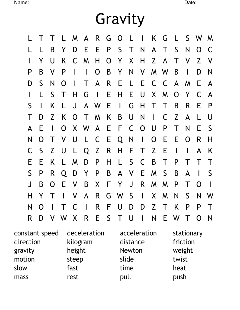 Gravity Word Search