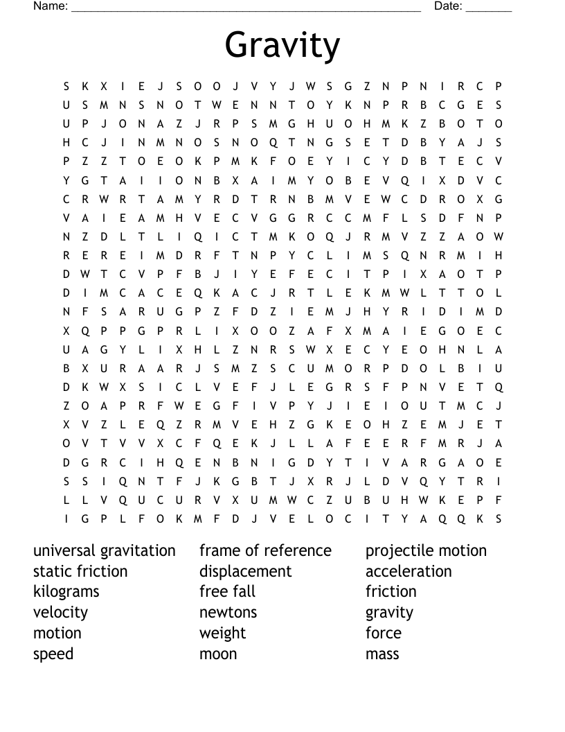 Gravity Word Search