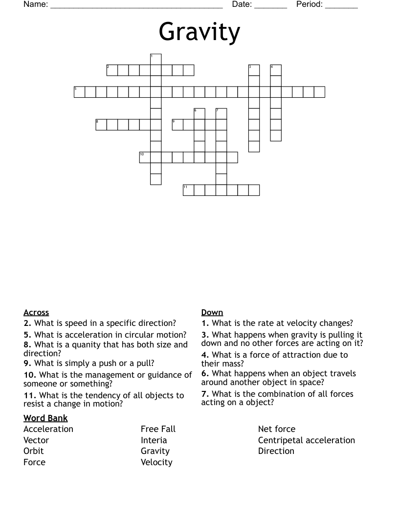 Gravity Crossword