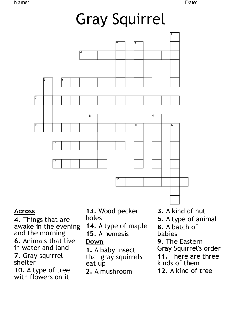 Gray Squirrel Crossword