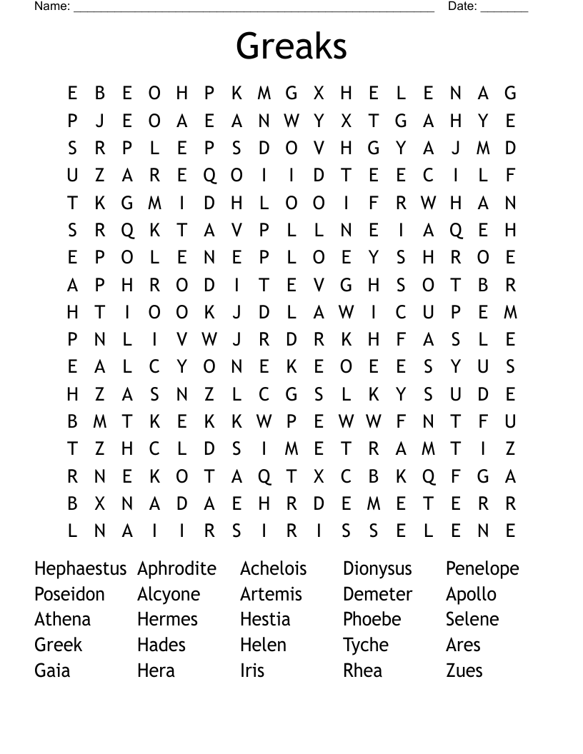 Greaks Word Search