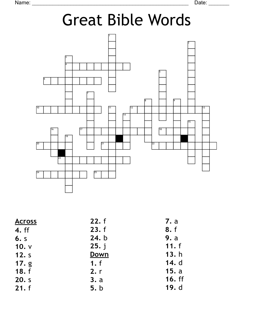 Great Bible Words Crossword