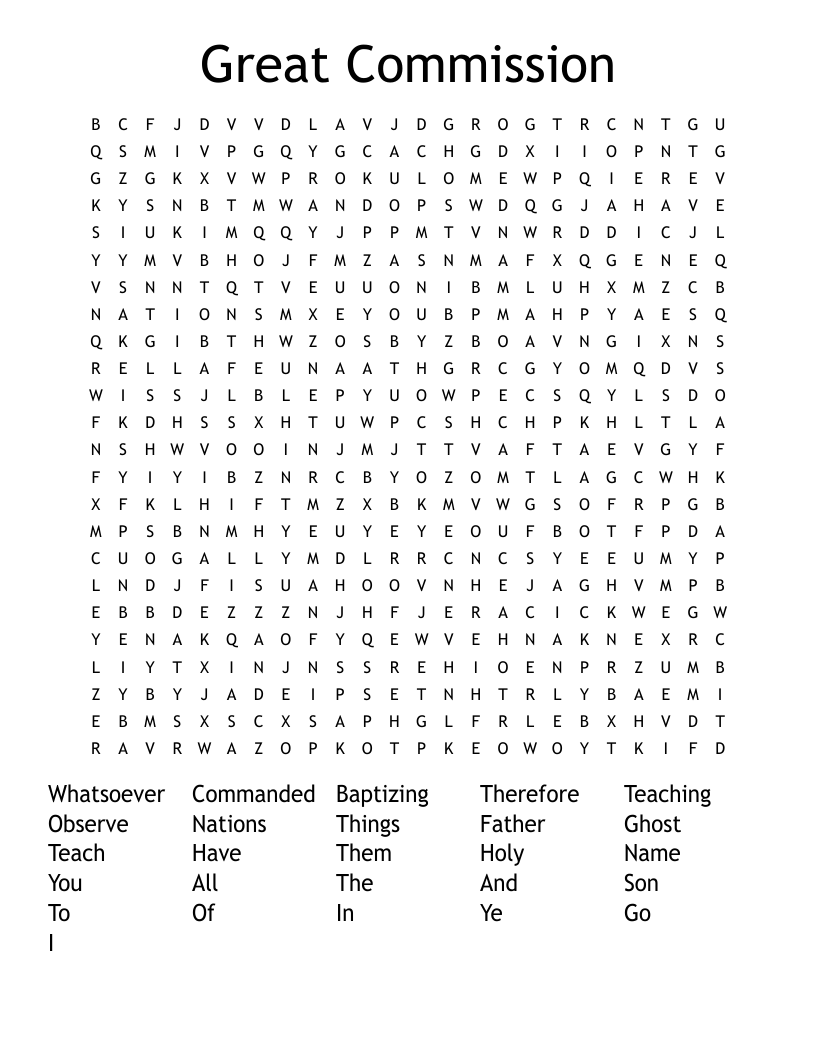 Great Commission Word Search