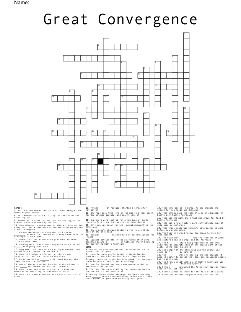 Great Convergence Crossword