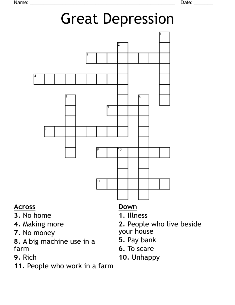 Great Depression Crossword