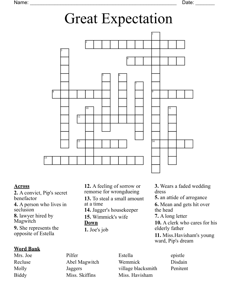 Great Expectation Crossword