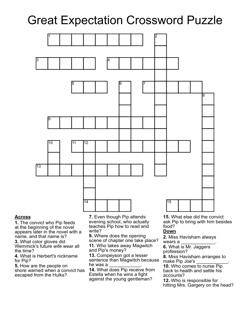 Great Expectation Crossword Puzzle 