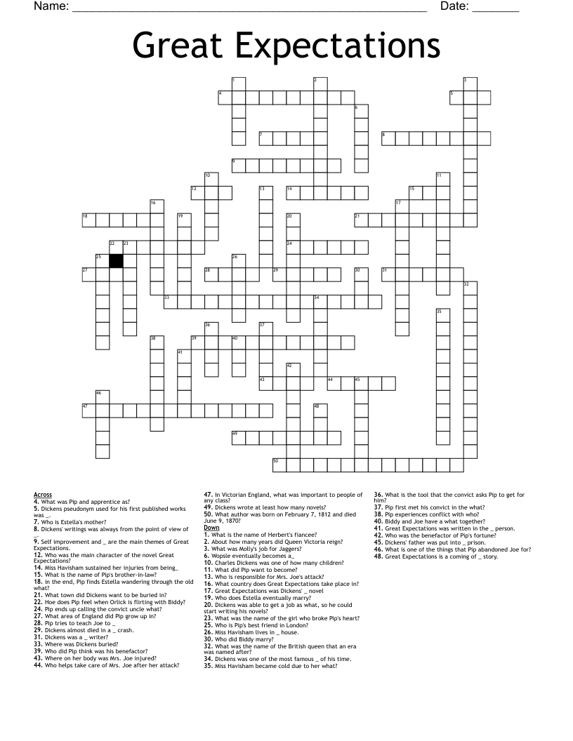 Great Expectations Crossword