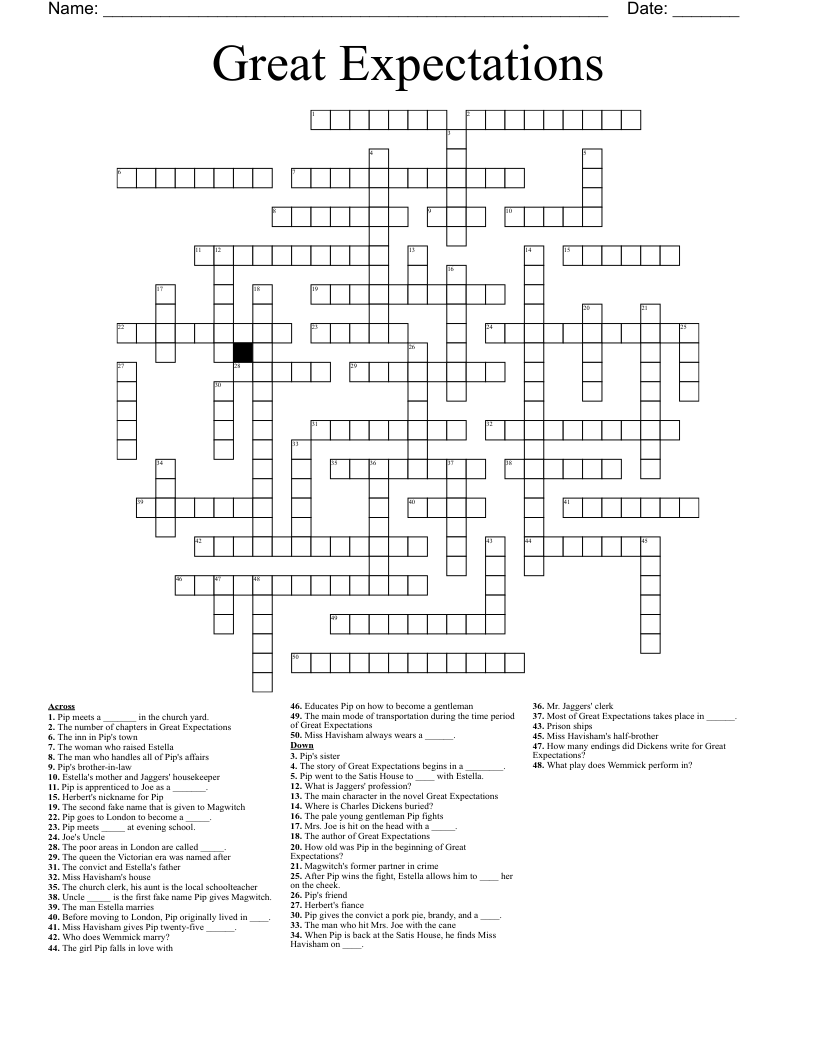 Great Expectations Crossword