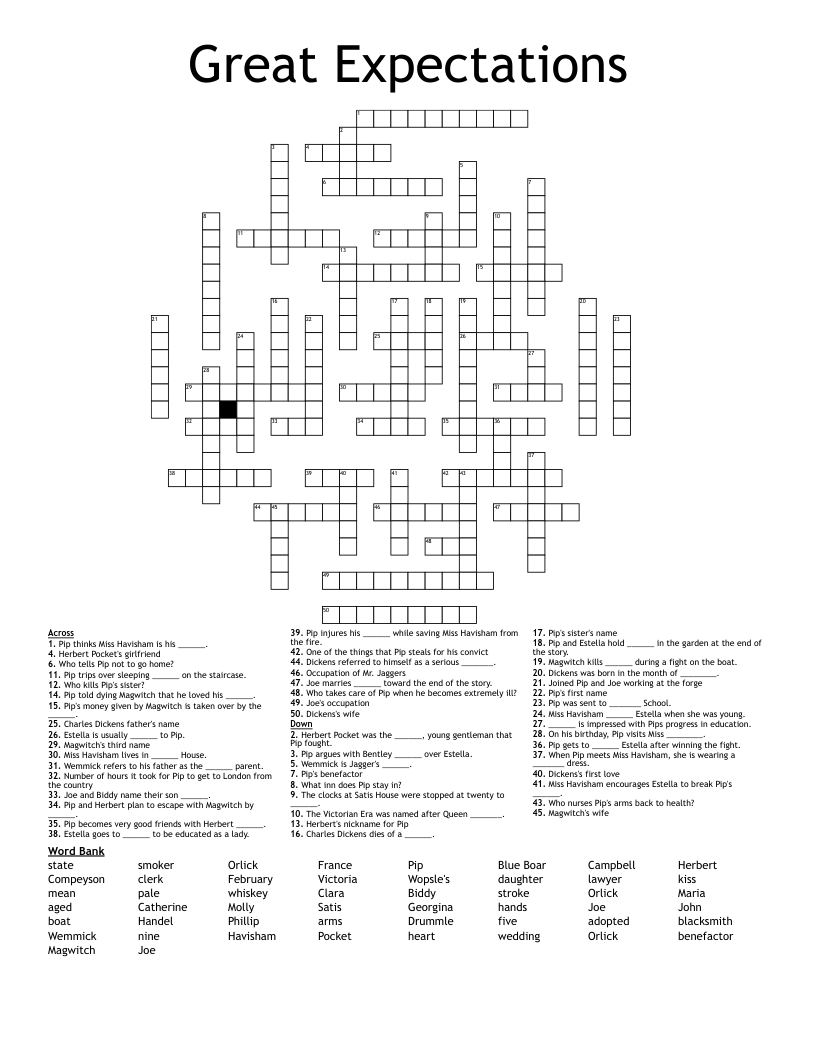 Great Expectations Crossword