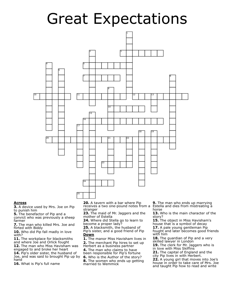 Great Expectations Crossword