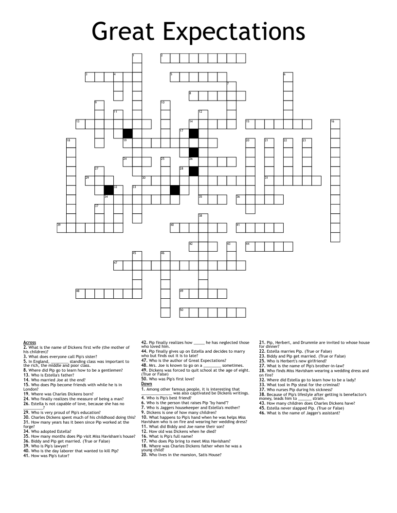Great Expectations Crossword
