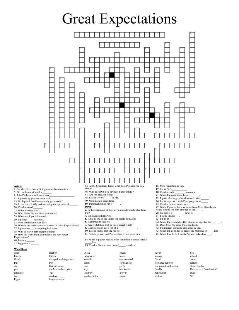 Great Expectations Crossword