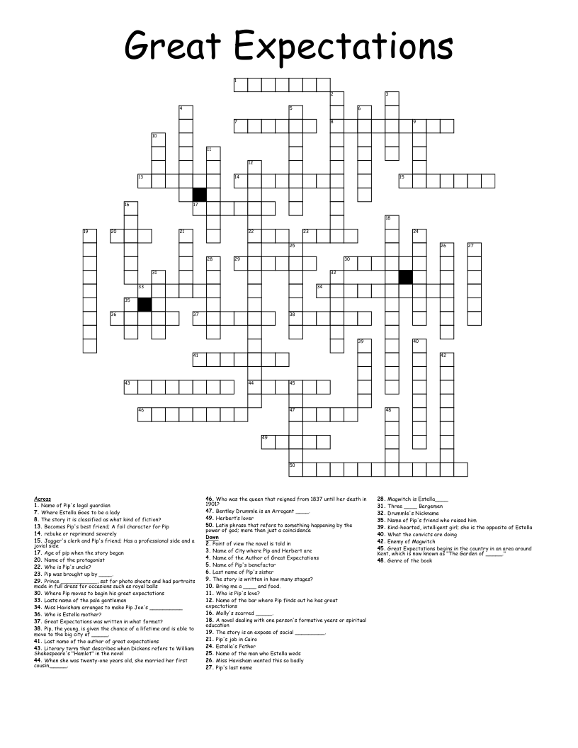 Great Expectations Crossword