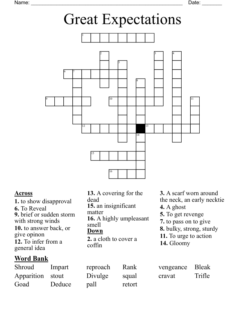 Great Expectations Crossword
