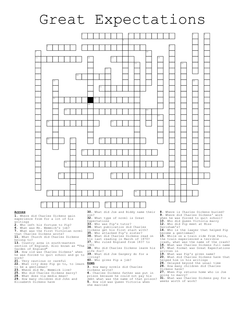 Great Expectations Crossword