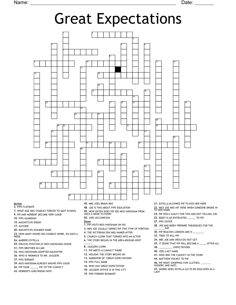 Great Expectations Crossword