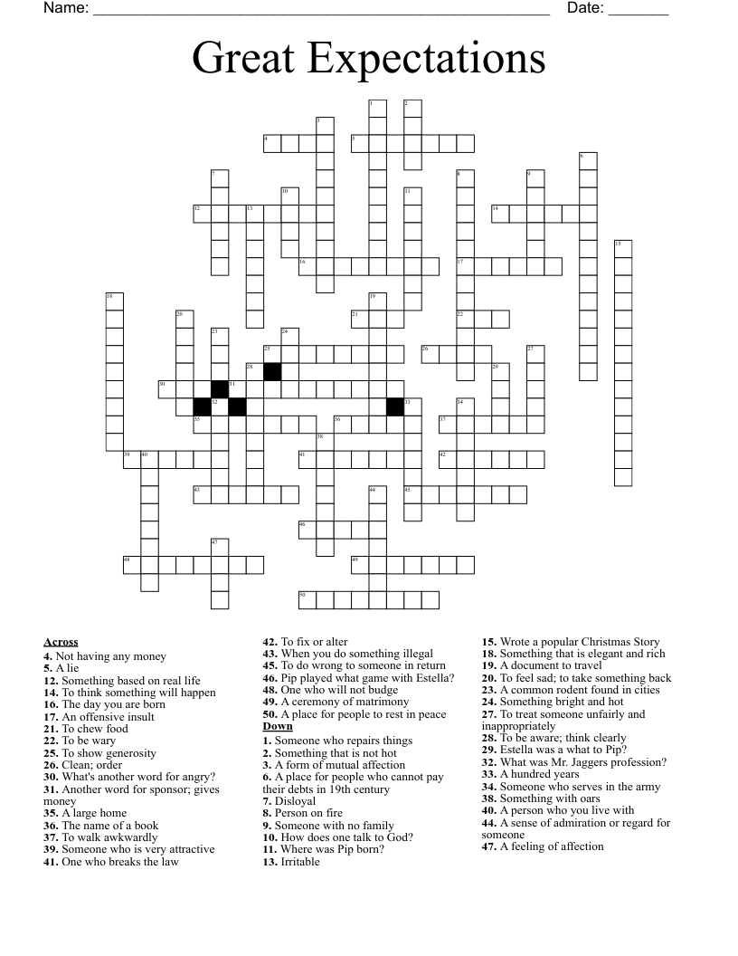 Great Expectations Crossword