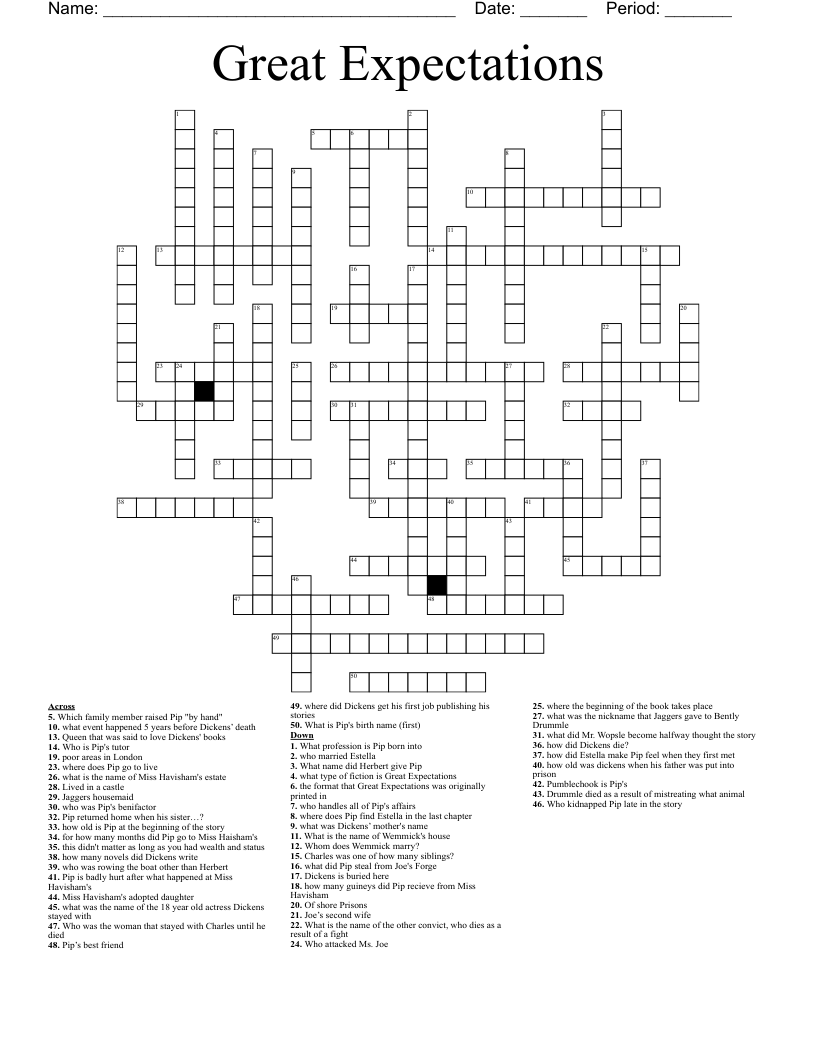 Great Expectations Crossword