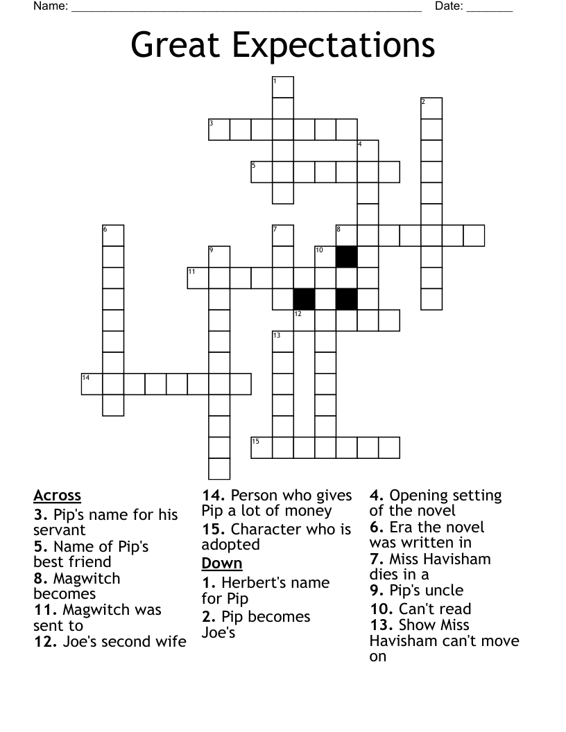 Great Expectations Crossword