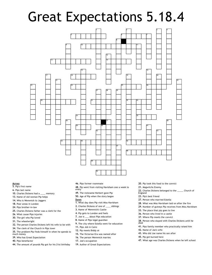 Great Expectations 5.18.4 Crossword
